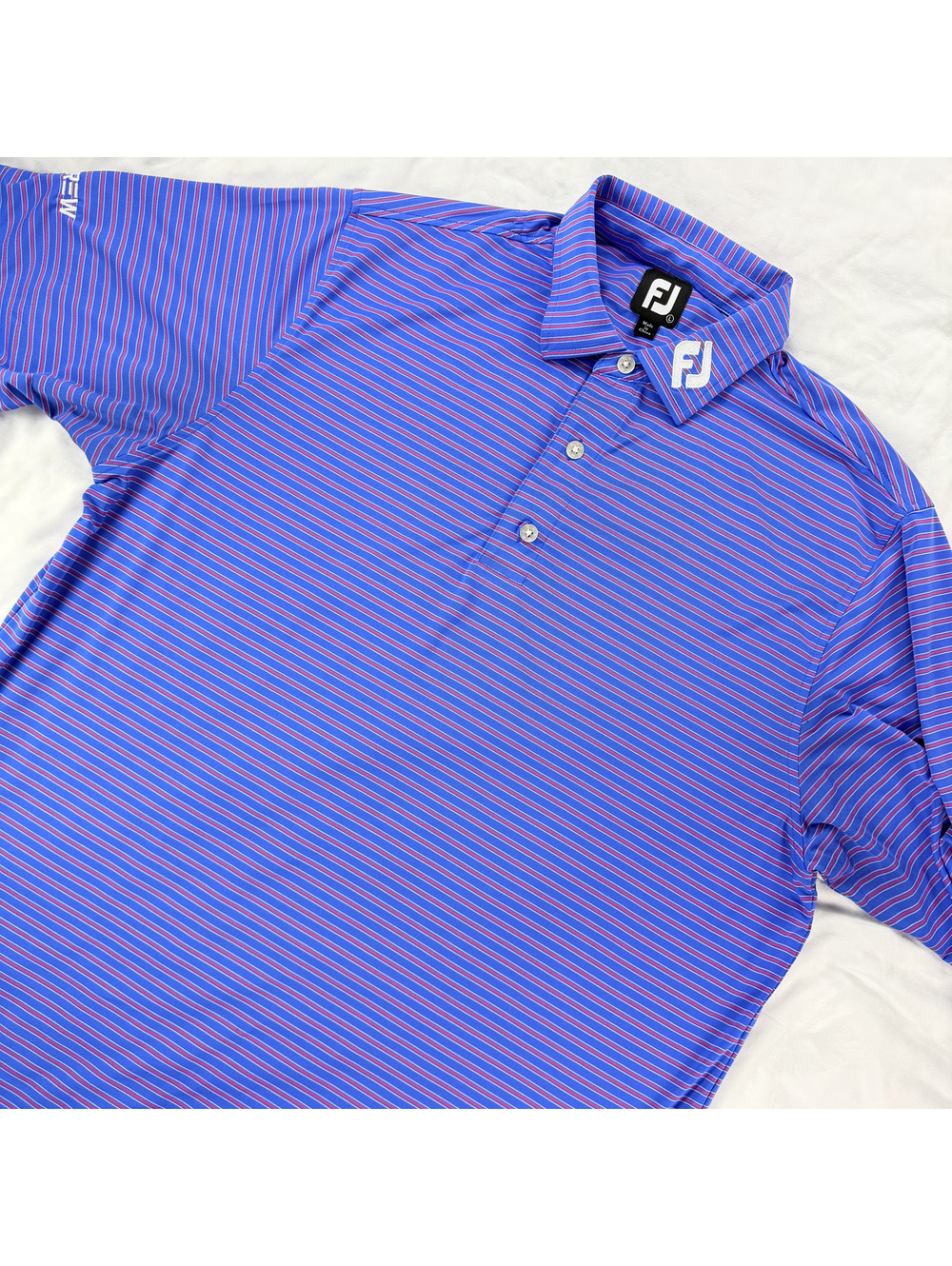 FootJoy FJ Titleist Men's L Blue Pink Stripe Golf Polo Performance FITCREW